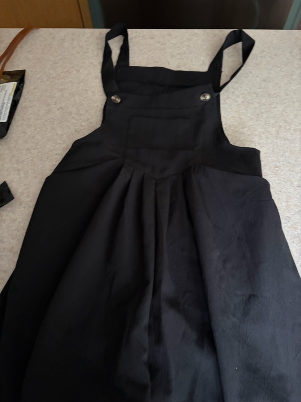 Black Pinafore Jumper Dress with Front Bib